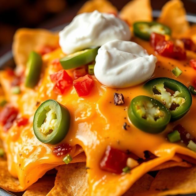 Loaded nachos with queso
